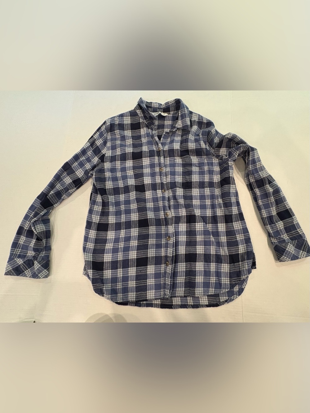 Sonoma Navy and White Plaid Button-Down Shirt